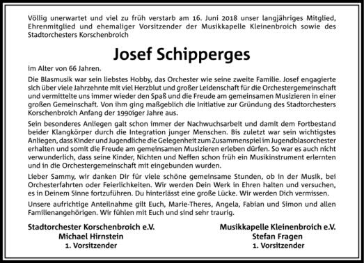 Nachruf Josef Schipperges